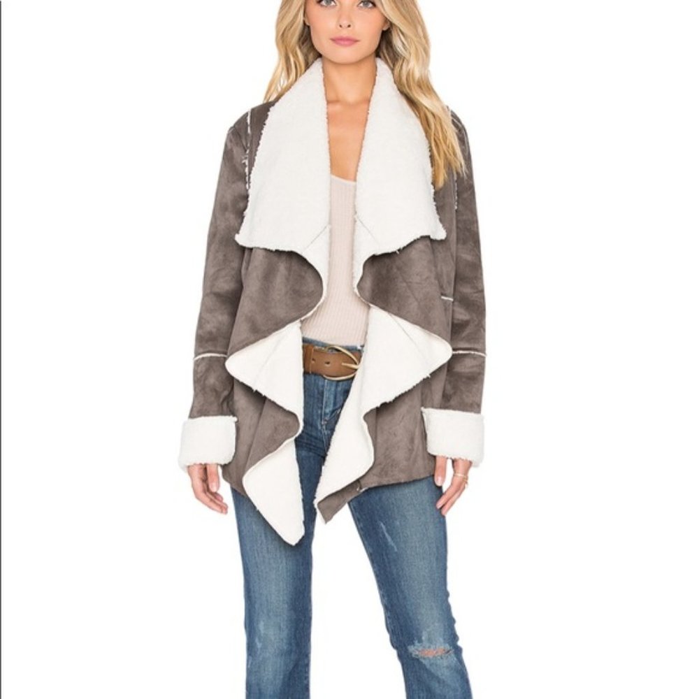 Some Days Lovin - Women's Gray Suede Sherpa Jacket - Size S